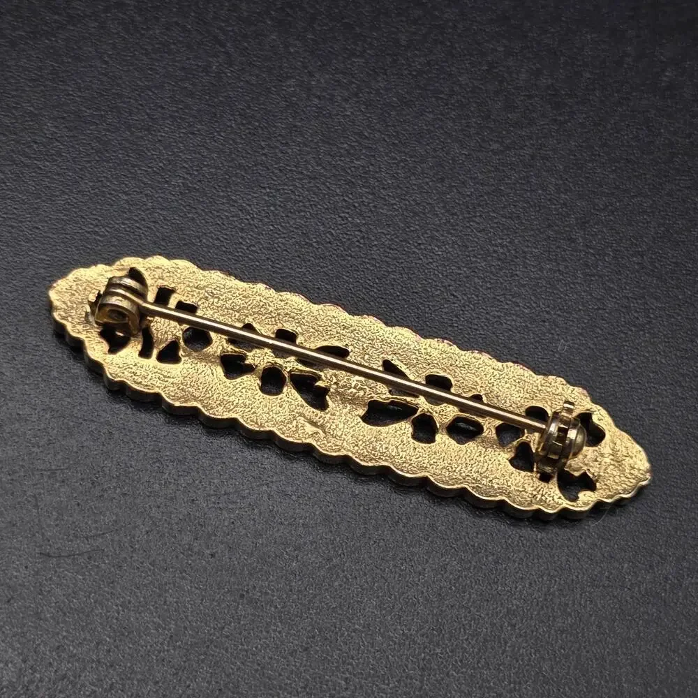 Gold Tone Filigree Bar Brooch Vintage Costume Jewelry